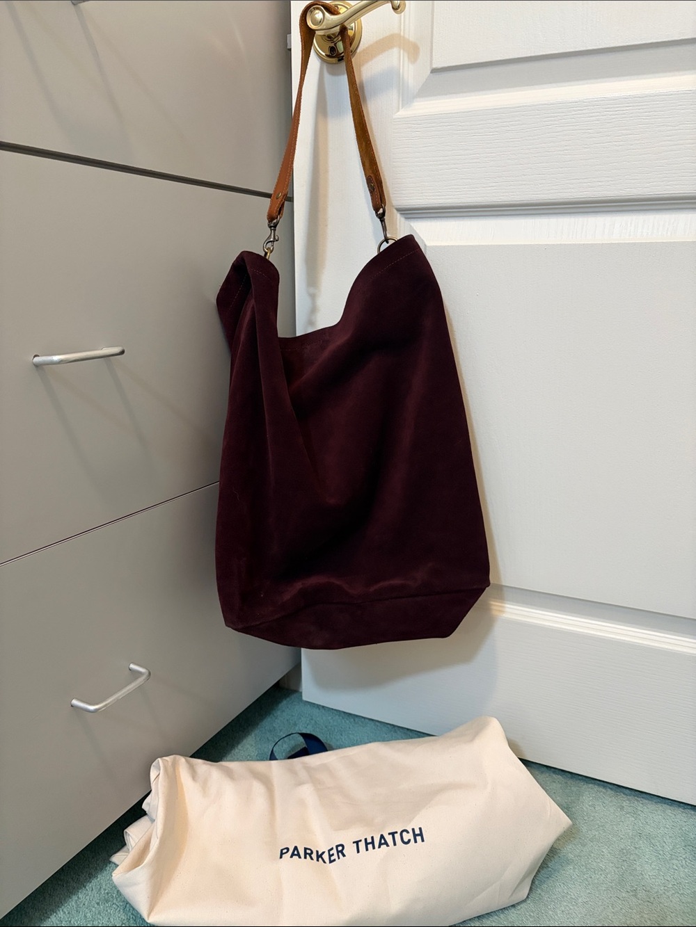 Burgundy Suede Jane XL Parker Thatch Tote
